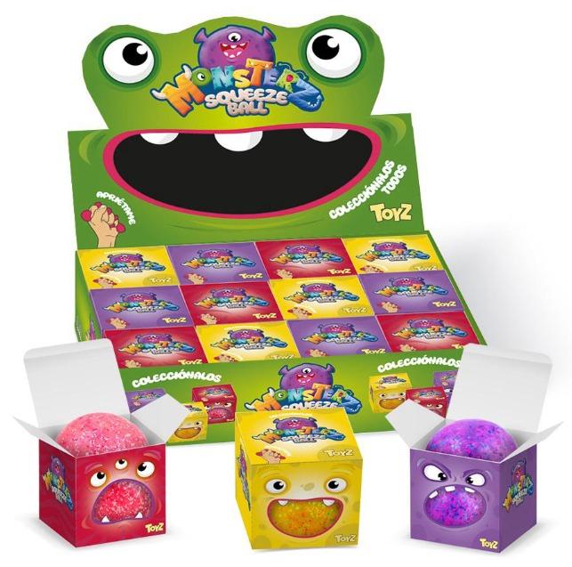 Monsterz Squeeze Ball 10cm x6 en caja exhibidora