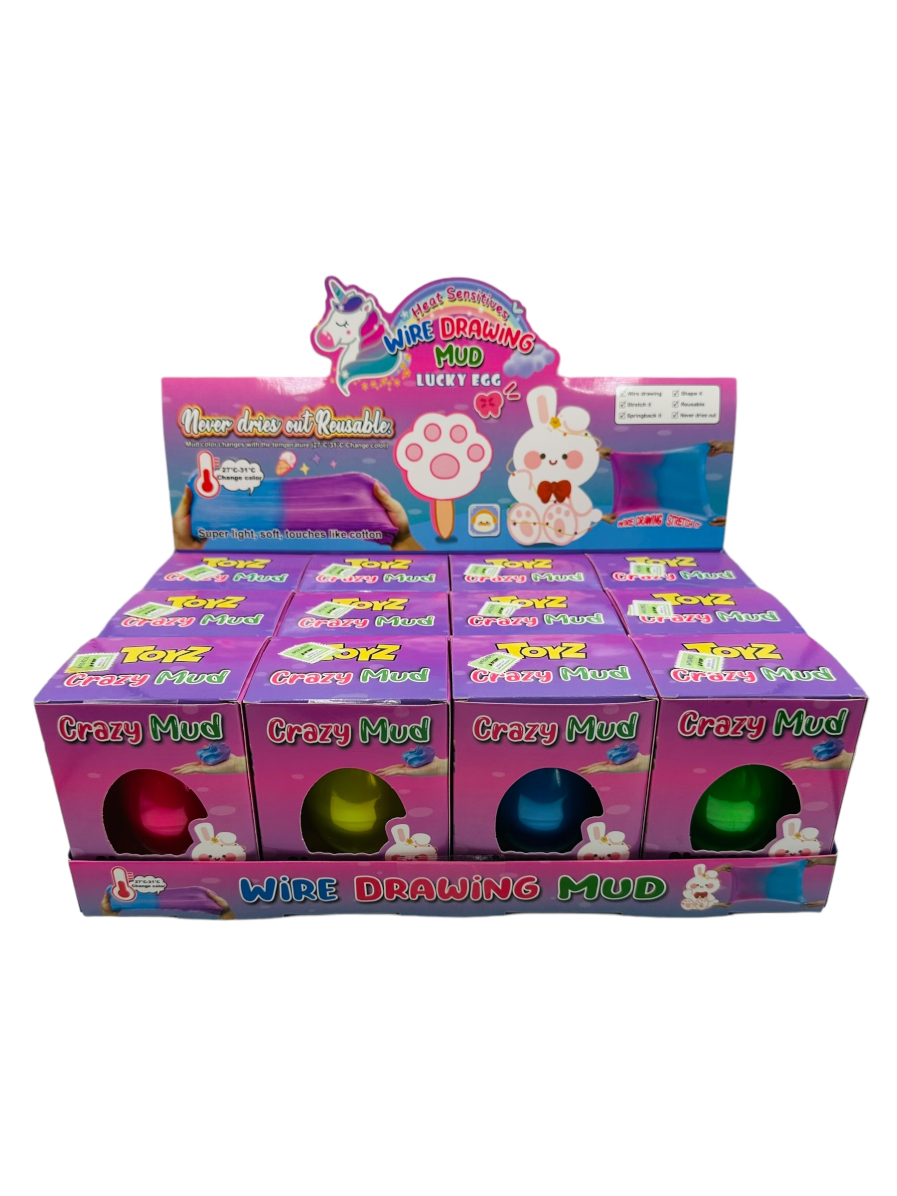 Crazy Mud sensible al calor huevo grande en caja exhibidora x12