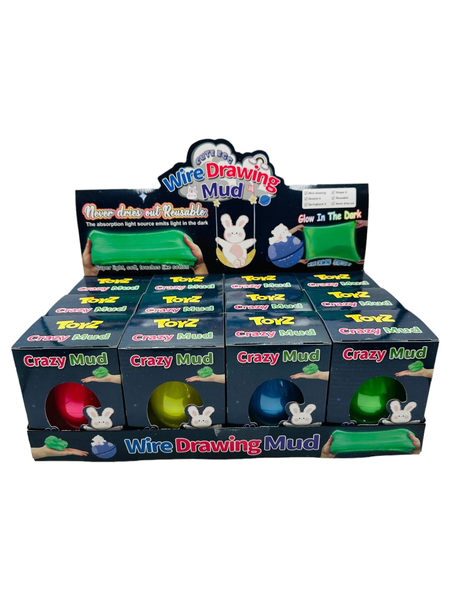 Crazy Mud brilla en la oscuridad huevo grande en caja exhibidora x12