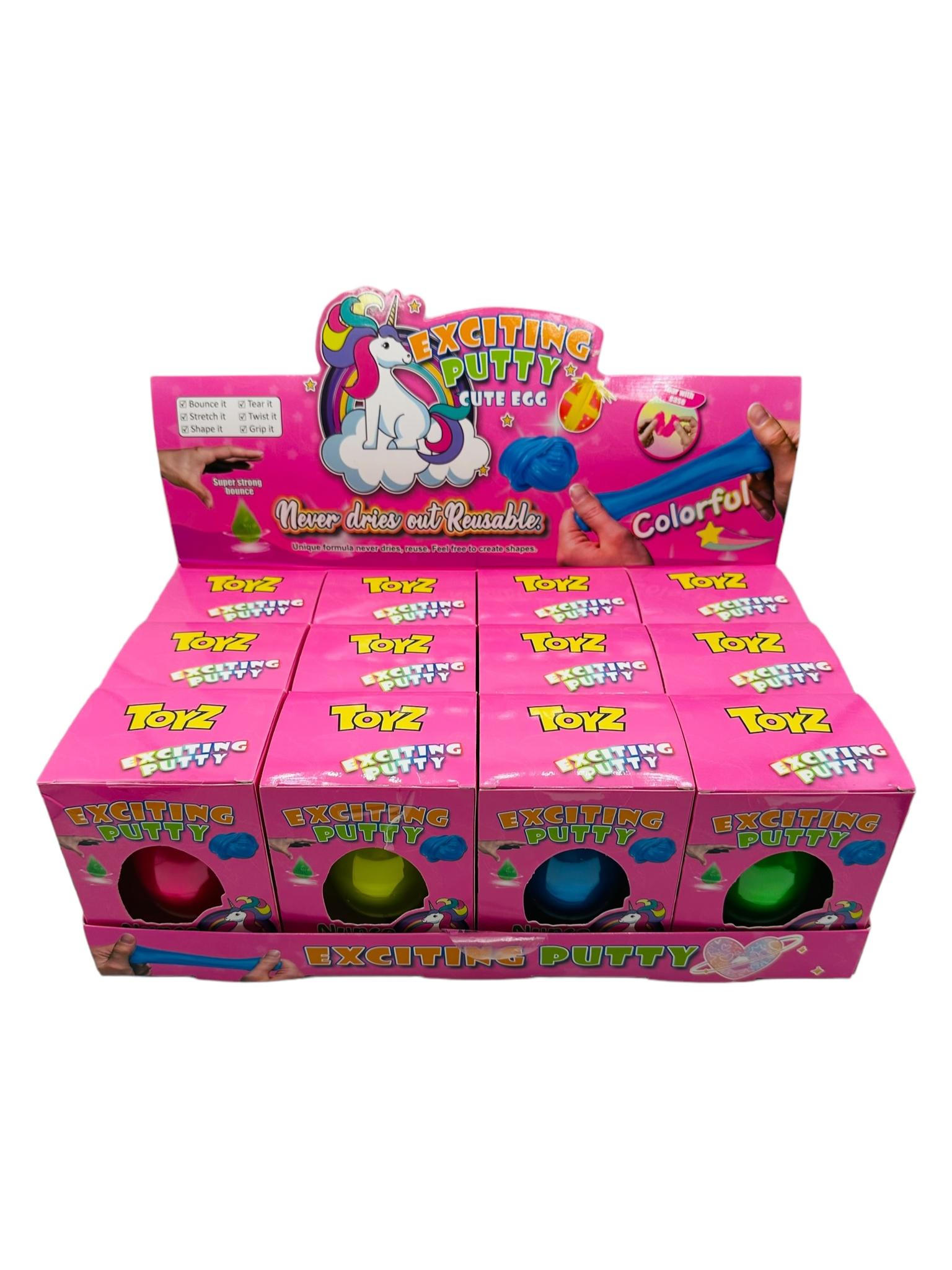 Exciting Putty Colorido huevo grande en caja exhibidora x12
