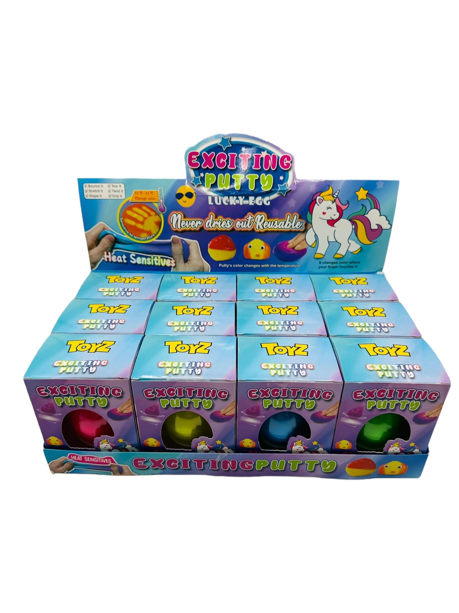 Exciting Putty sensible al calor huevo grande en caja exhibidora x12