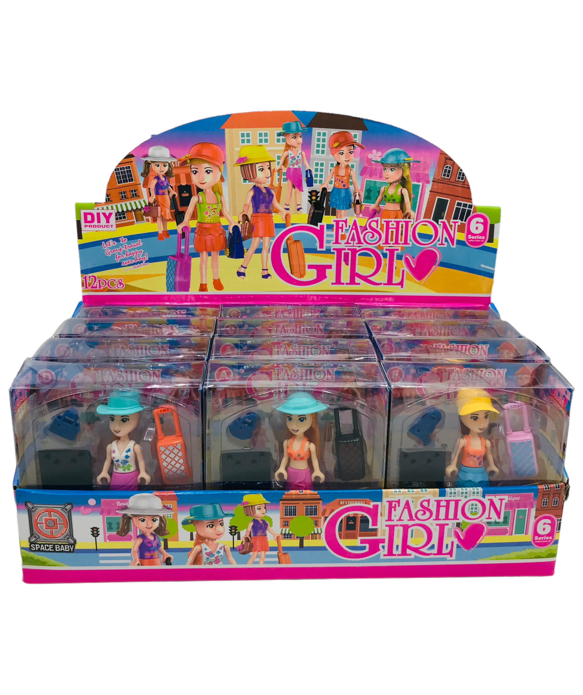 Muñeca Fashion con Accesorios en Caja Exhibidora x12