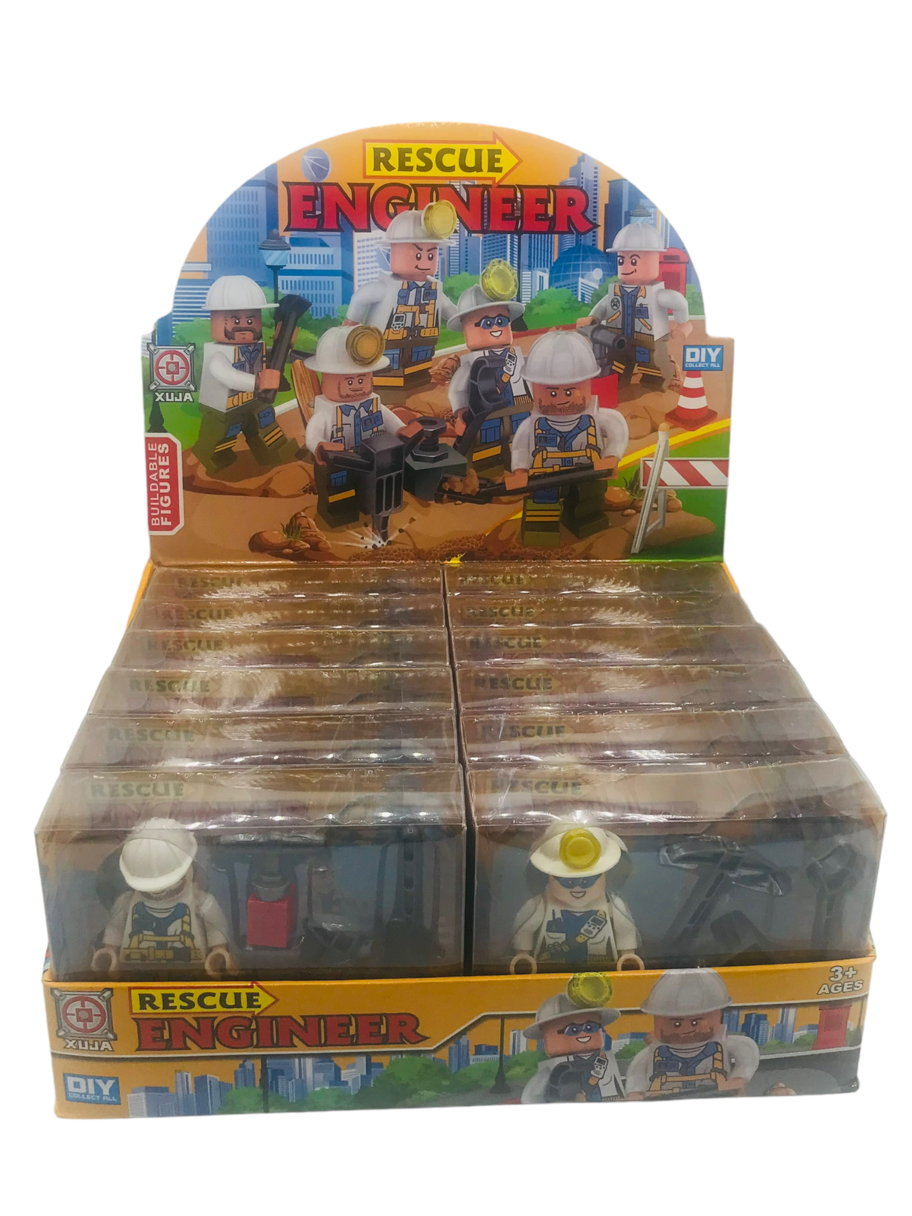 Muñecos constructores x12 en caja exhibidora