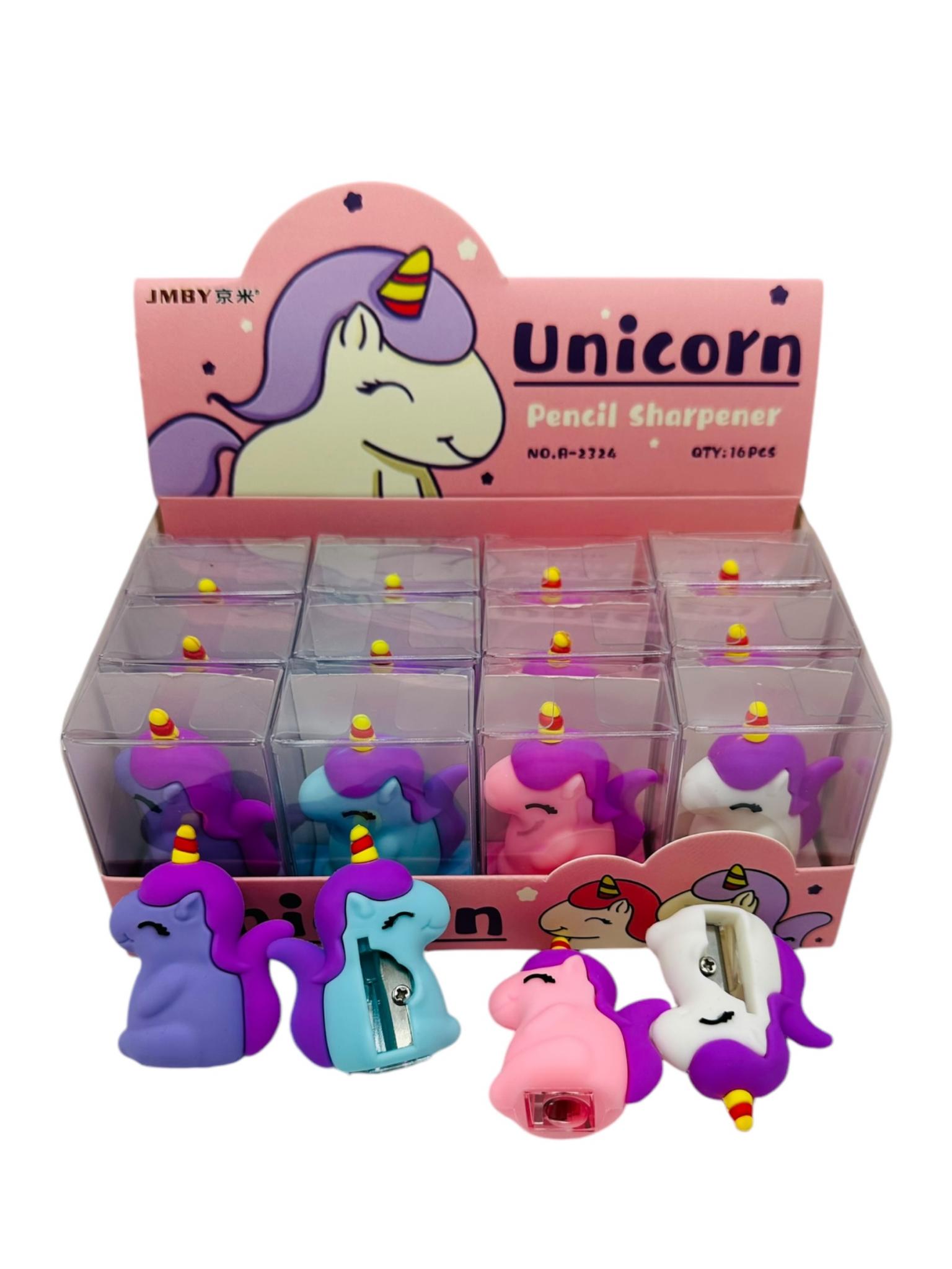 Sacapuntas Unicornio en Caja Exhibidora x16