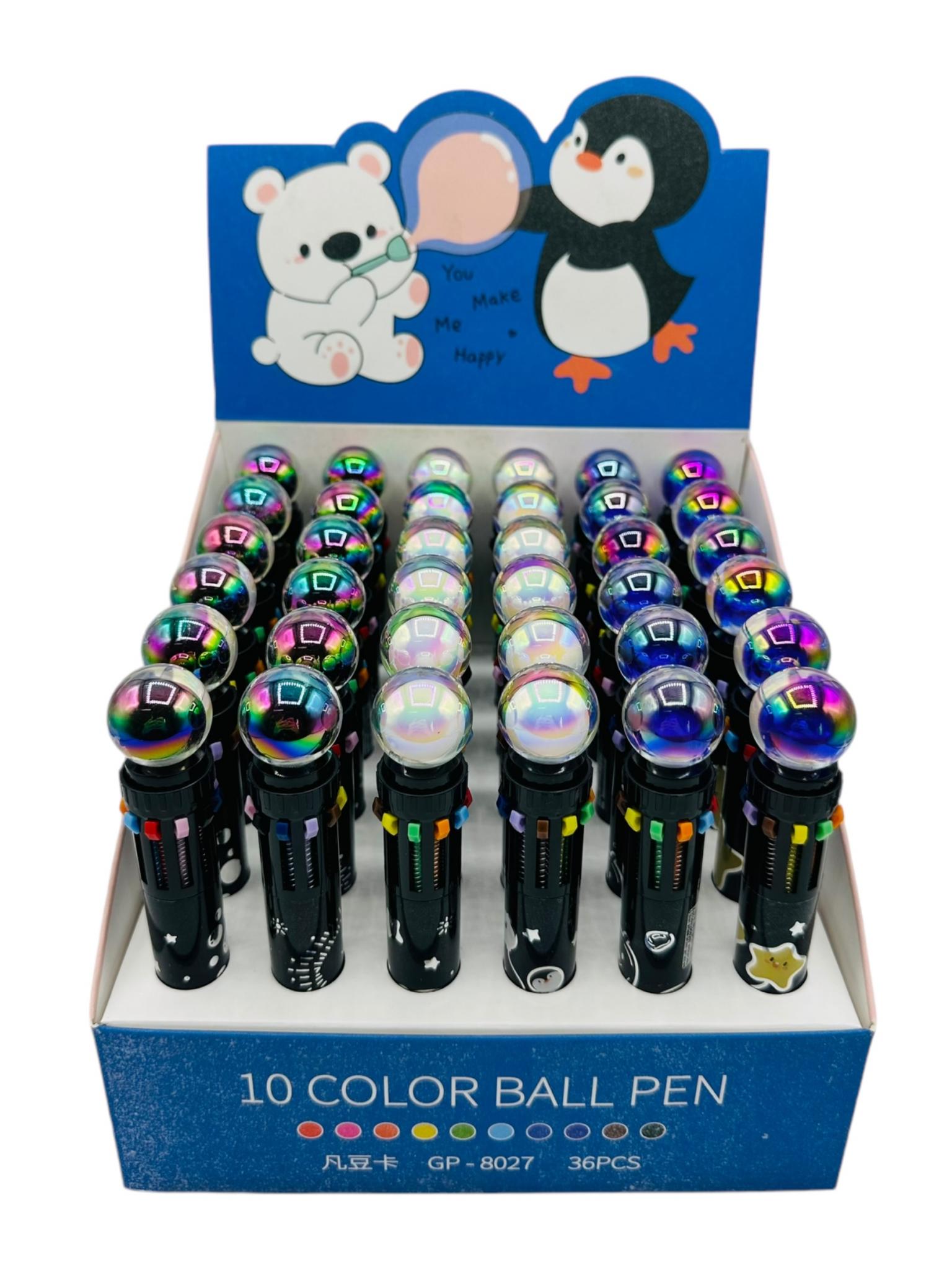 Lapicera Bubble 10 colores en Caja Exhibidora x36