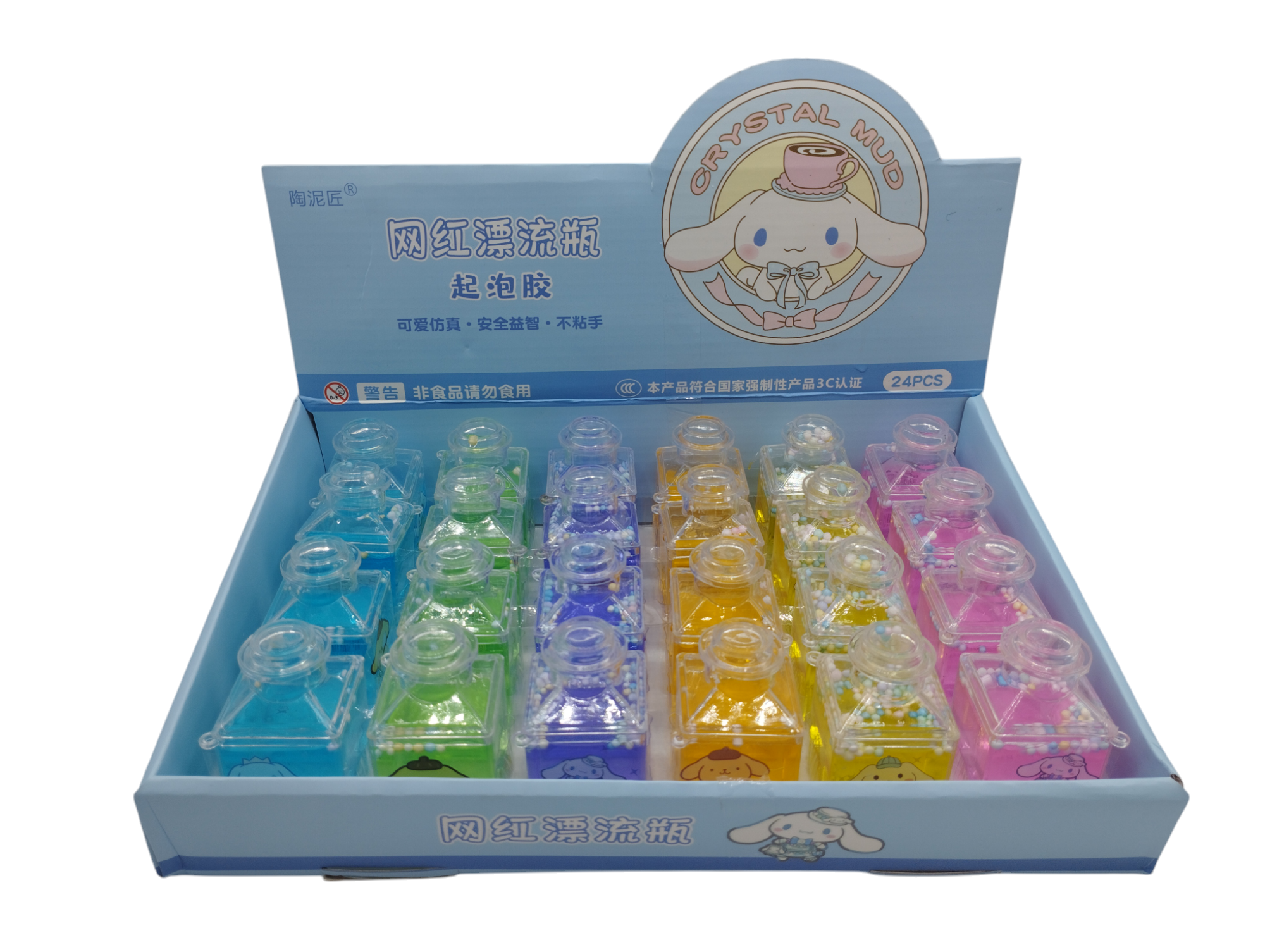 Mini Botella Crystal Slime en Caja Exhibidora x24