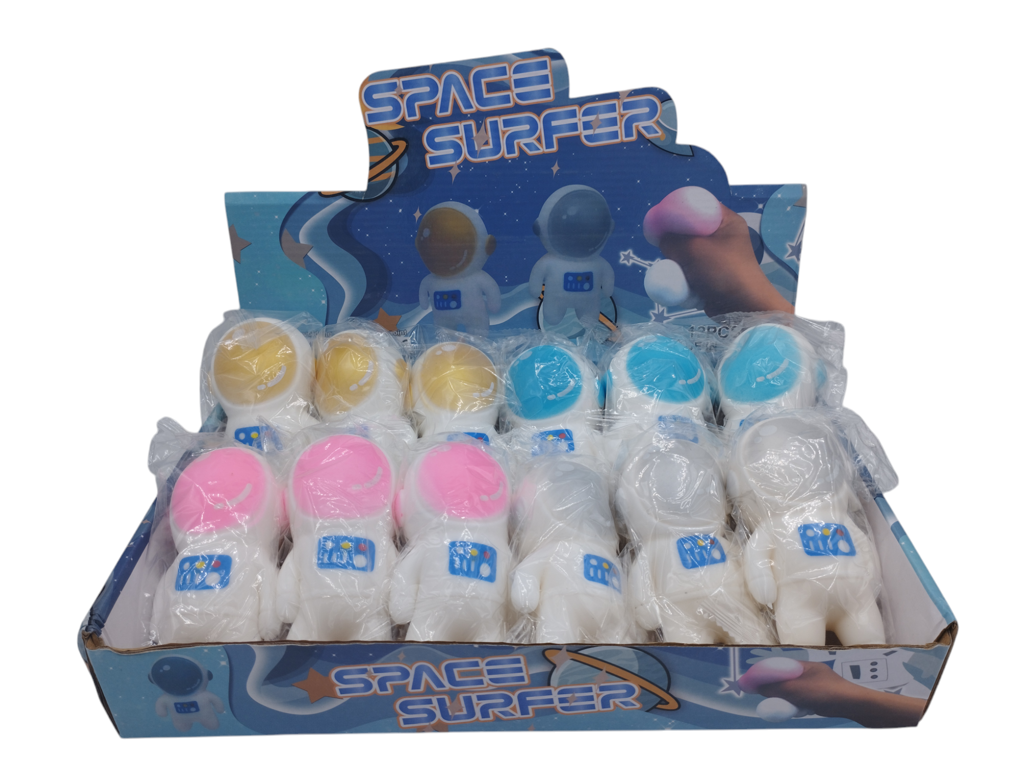 Squeeze Astronauta en Caja Exhibidora x12
