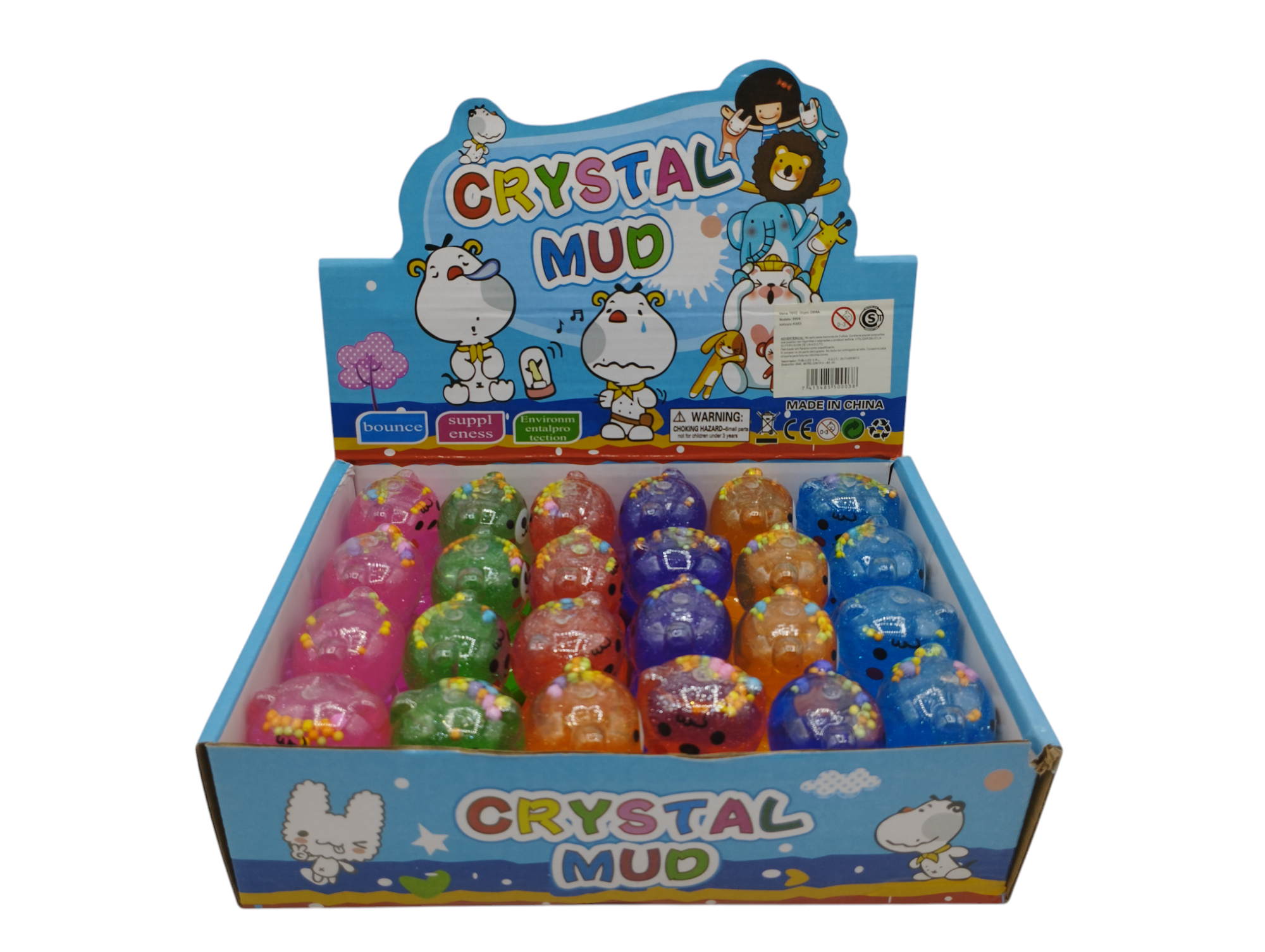 Mini Crystal Slime Osito con moño en Caja Exhibidora x24