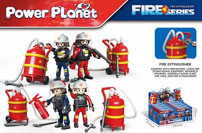 Power Planet Bomberos con accesorios en Caja Exhibidora x8